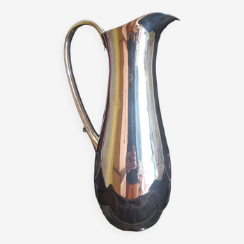 Large Art Deco water (or wine) carafe, in silver-plated metal, capacity 1.5 l
