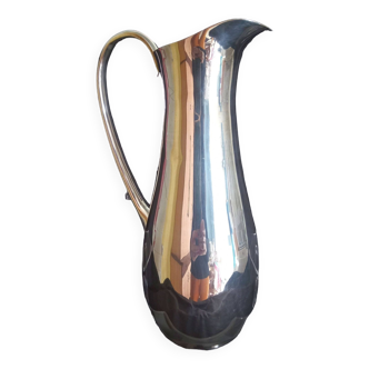 Grande carafe Art Déco à eau (ou à vin), en métal argenté, contenance 1,5 l