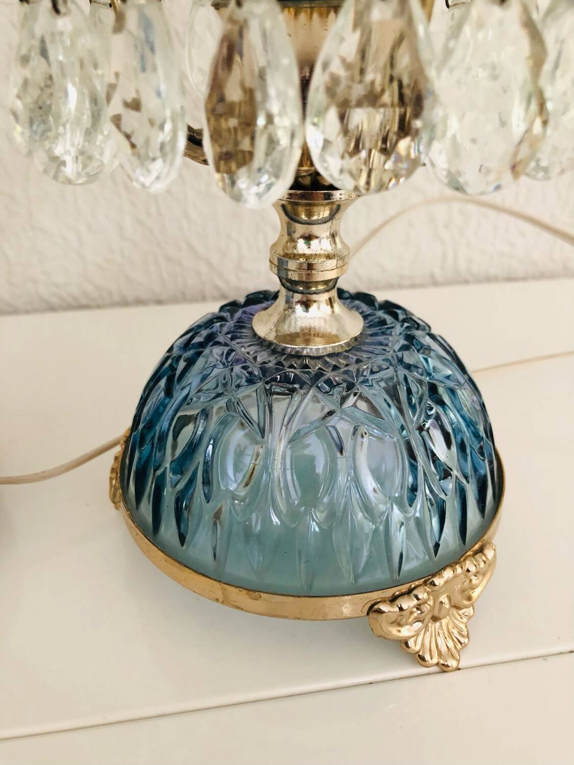 Paire de lampes en verre style Hollywood Regency, circa 1960