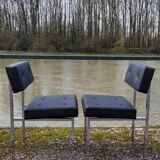 Paire de chaises en skaï design chromé - 1950s