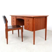 Danish teak writing desk with open storage compartment, 1960s