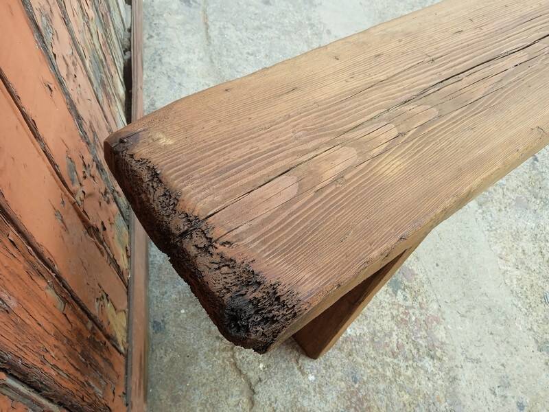 Bench 200 cm old patinated solid wood