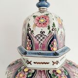 Delft potiche vase polychrome parakeets decoration