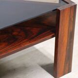 Scandinavian coffee table Mobelintarsia – Rosewood & smoked glass – 1960s