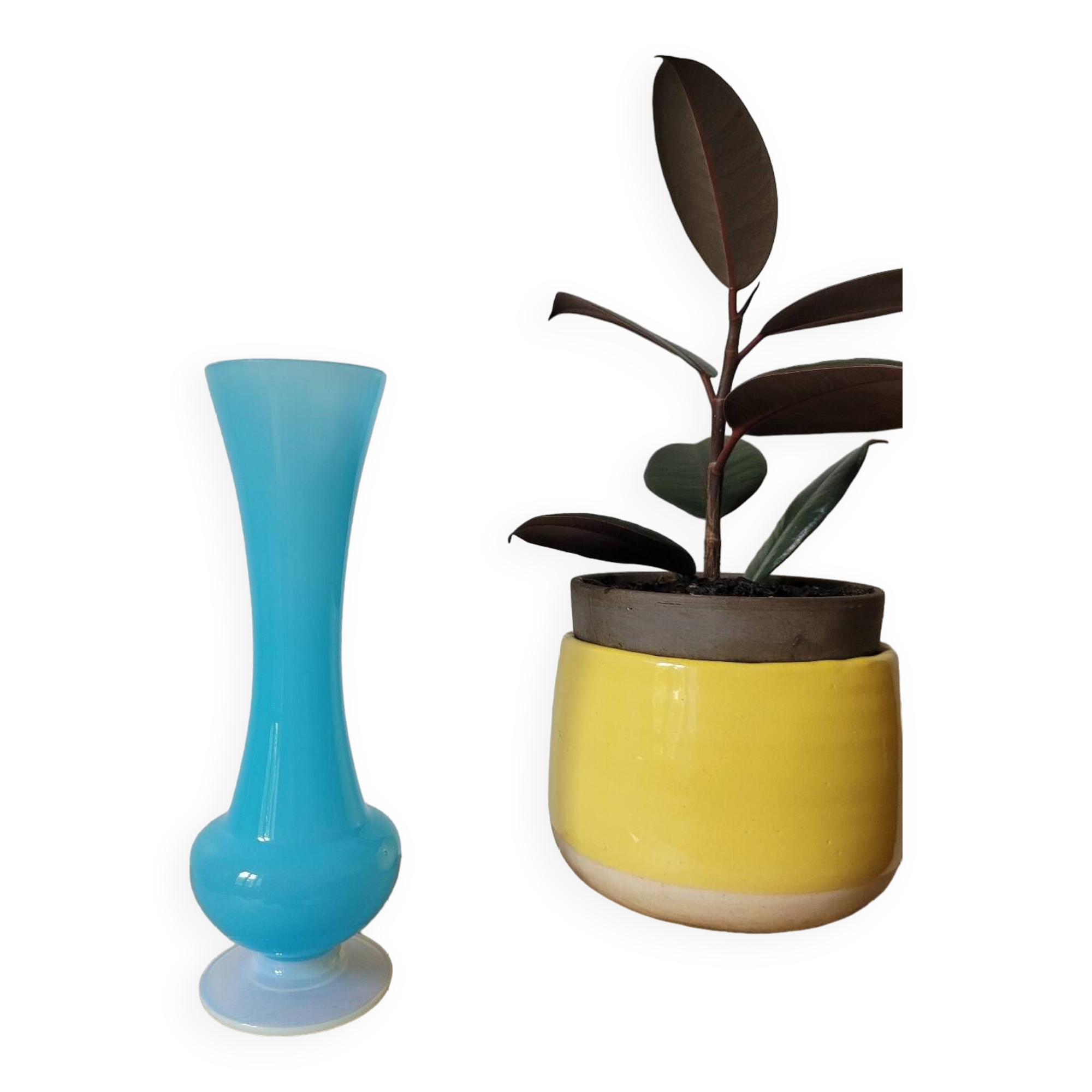 Tall blue opaline vase