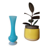 Tall blue opaline vase