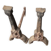 Pair of andirons from the high period with Gothic female heads.