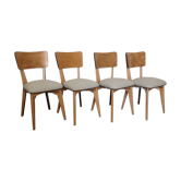 Lot de 4 chaises restaurées, années 50, assemblages monobloc