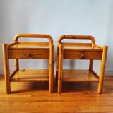 Paire de tables de chevet pin massif 1980