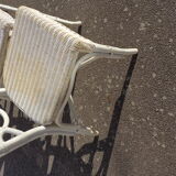 Set de 4 chaises blanches en rotin