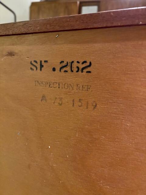 Scandinavian chest of drawers with 5 teak drawers.