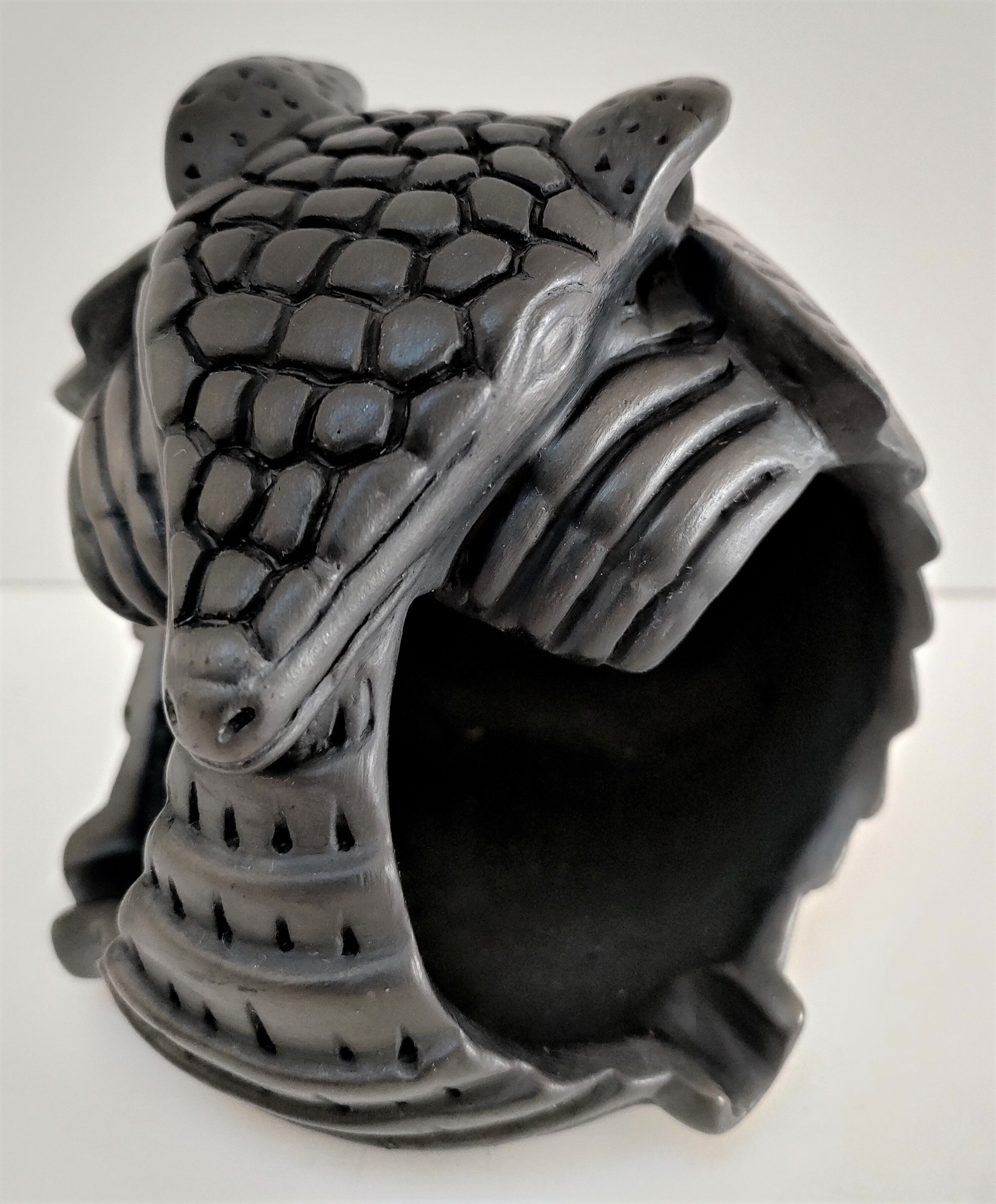 Zoomorphic ashtray armadillo black ceramic signed