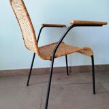 Rattan armchair, metal structure, Germany, 70s
