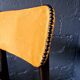 2 vintage chairs in black lacquered wood and yellow/mustard fabric, 1960