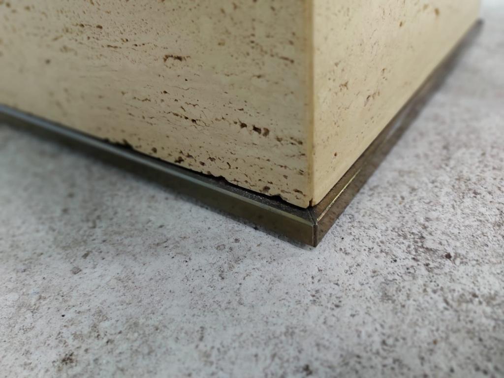 Vintage travertine and brass coffee table