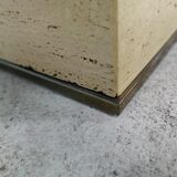 Vintage travertine and brass coffee table