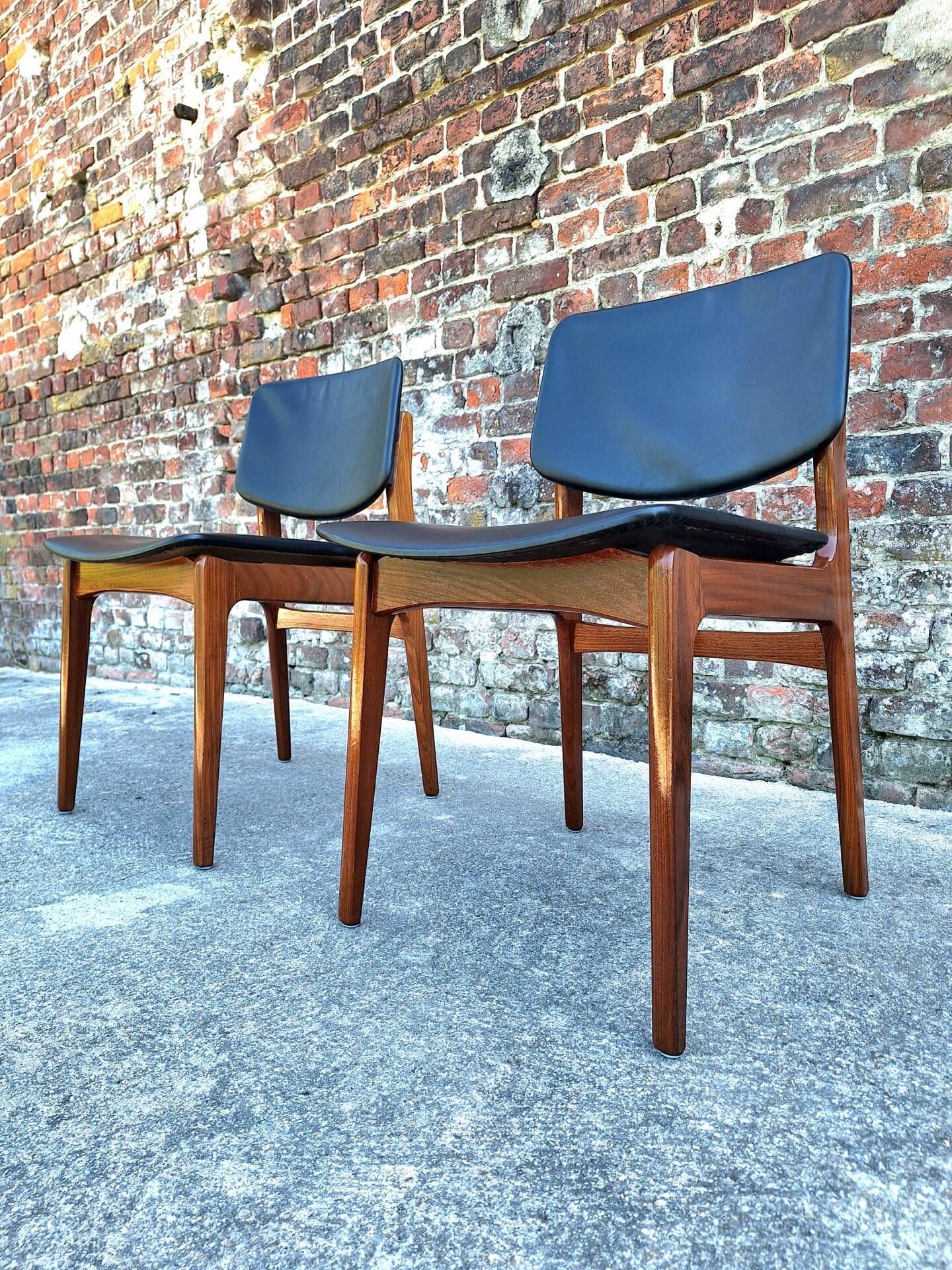 Pair of vintage Scandinavian chairs, antique seating furniture.