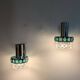 Pair of Space Age wall lights in chrome and green glass, 1970s.