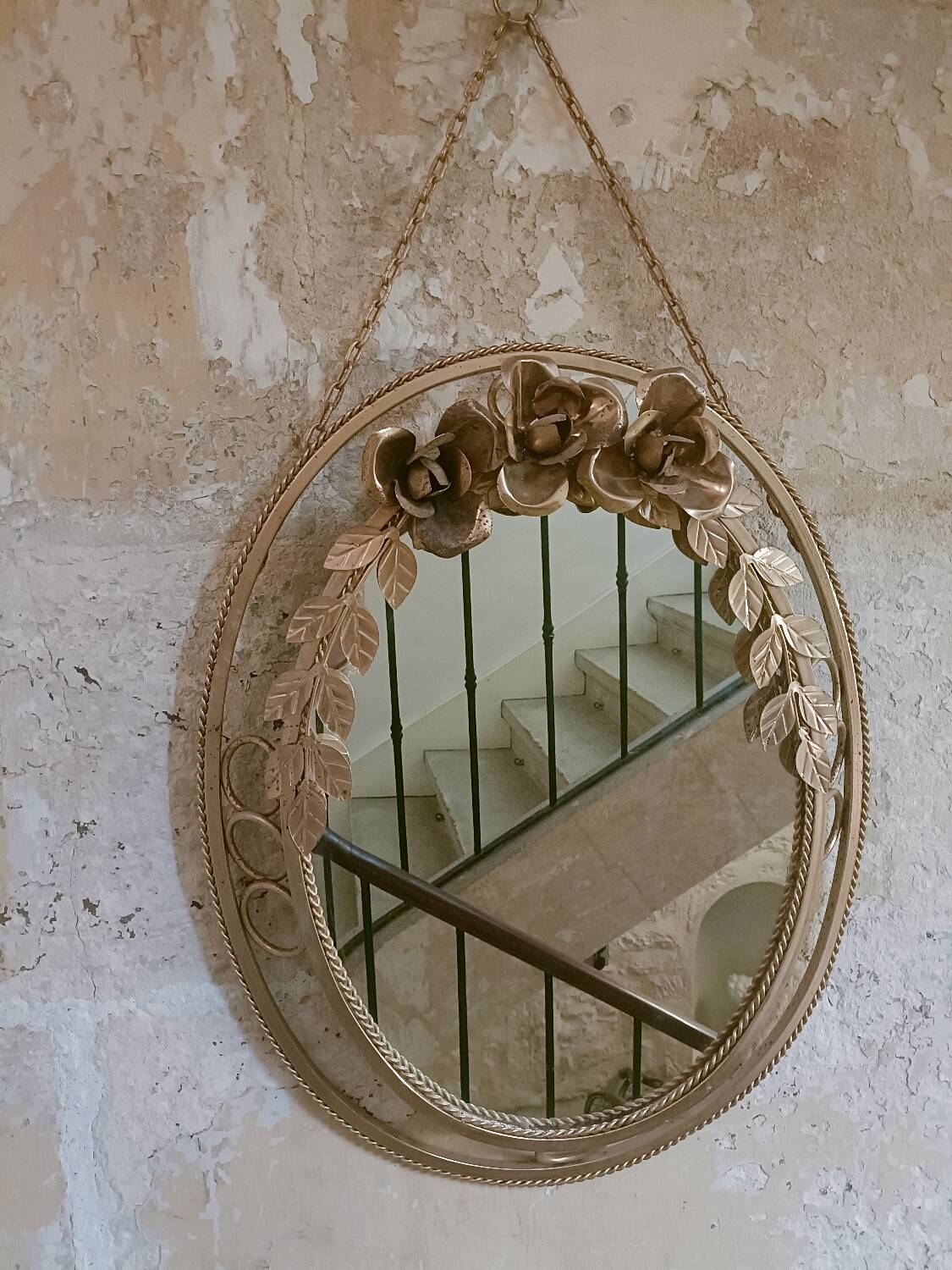 Vintage gold floral mirror