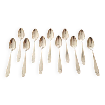 Gustave Roy Set of 11 small silver-plated coffee spoons Art Deco