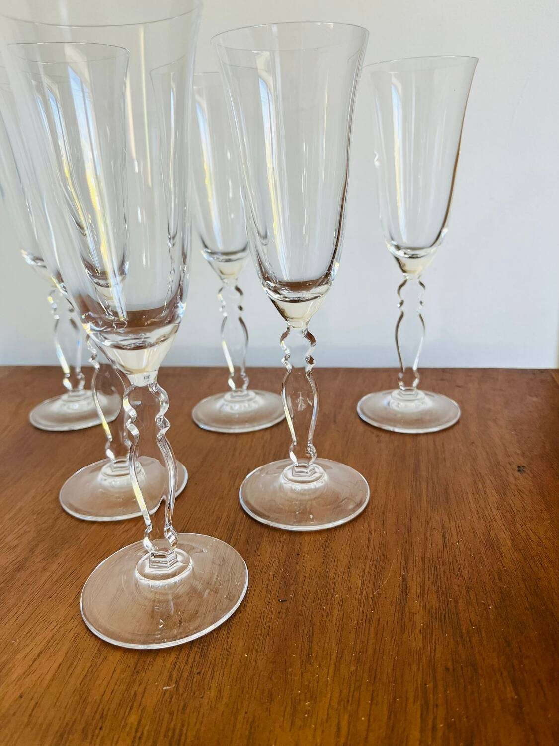 6 limited edition champagne flutes, new Arques crystal