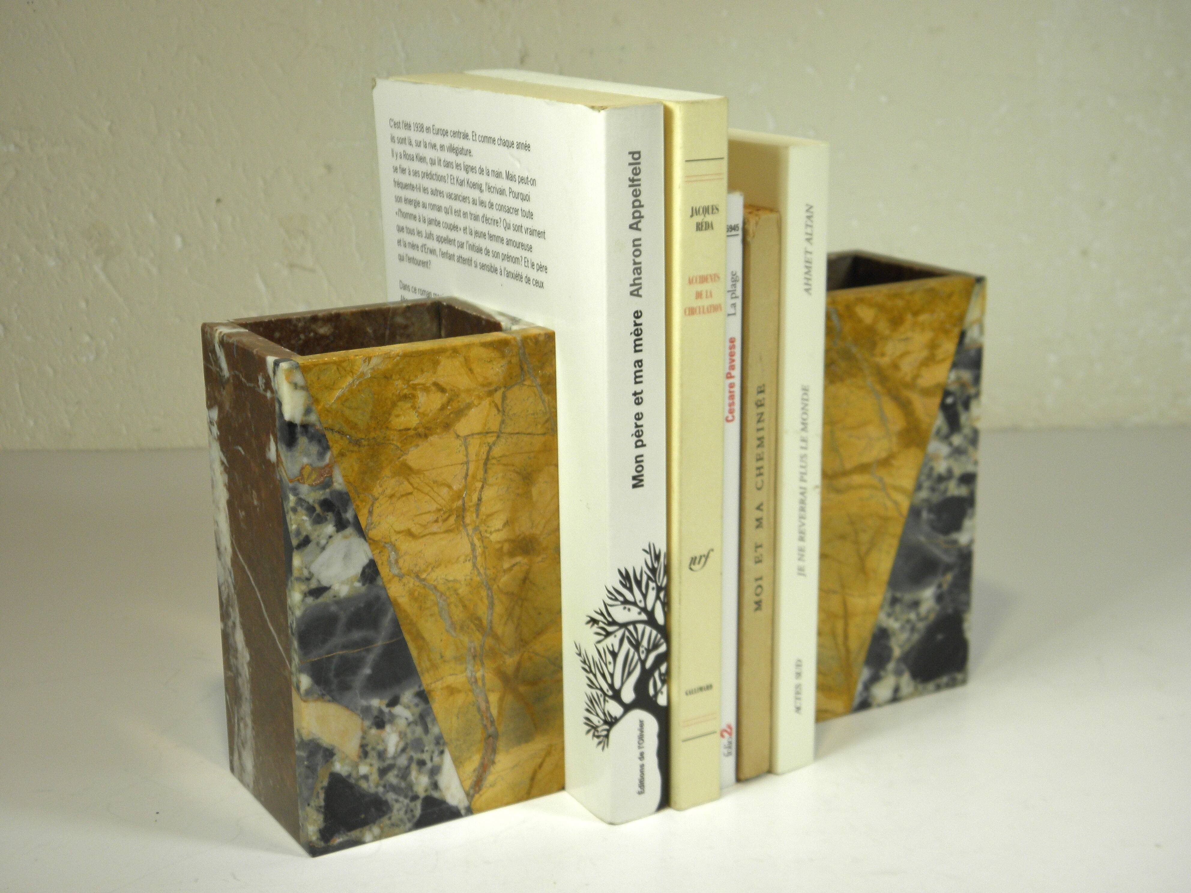 Pair of Art Deco marble bookends