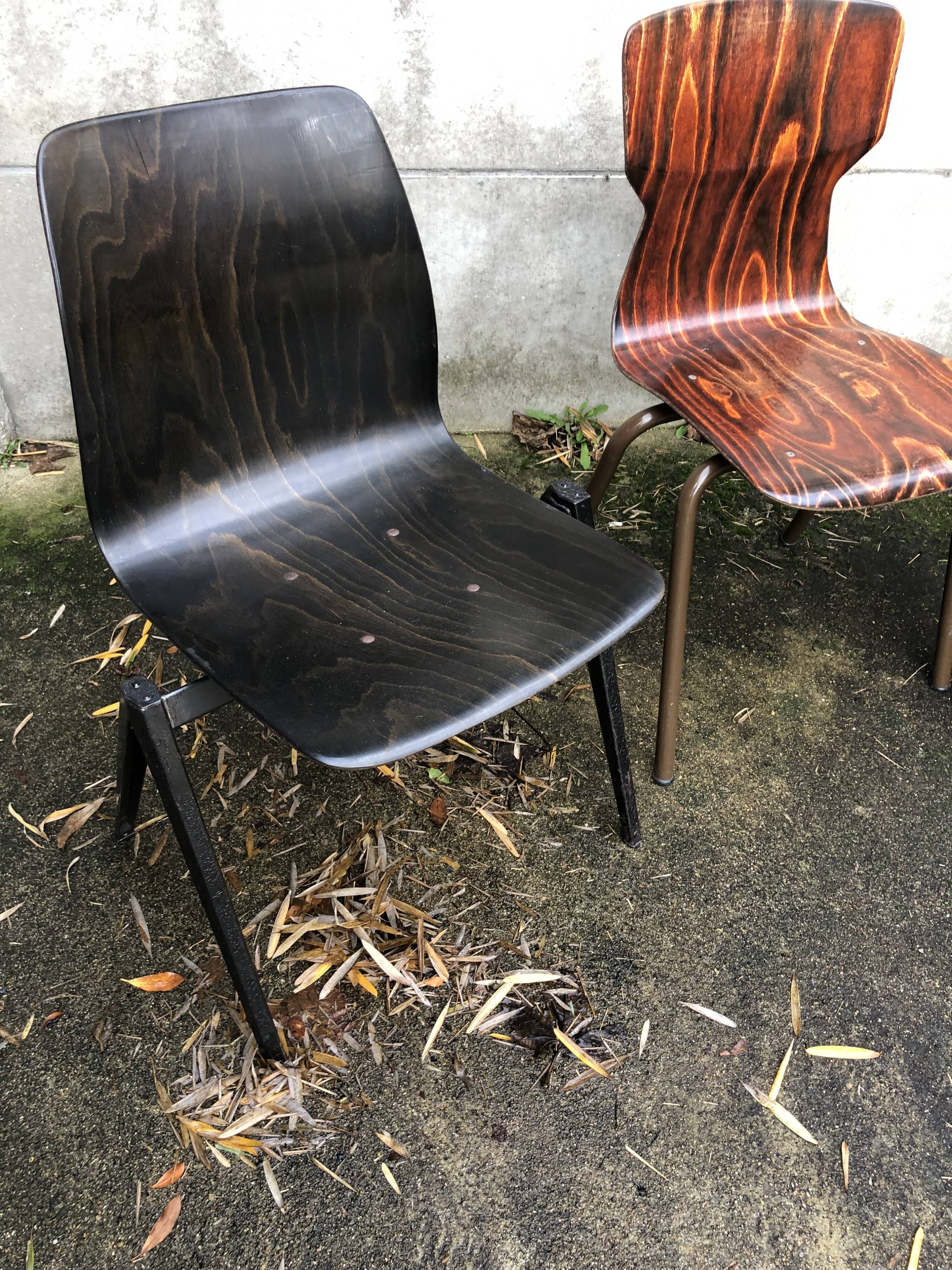 Set of 4 mismatched Dutch vintage chairs - Galvanitas, Eromes, Flottoto