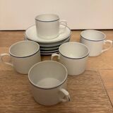 Set of Portuguese porcelain cups and saucers