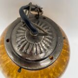 Vintage globe pendant light in amber Clichy glass