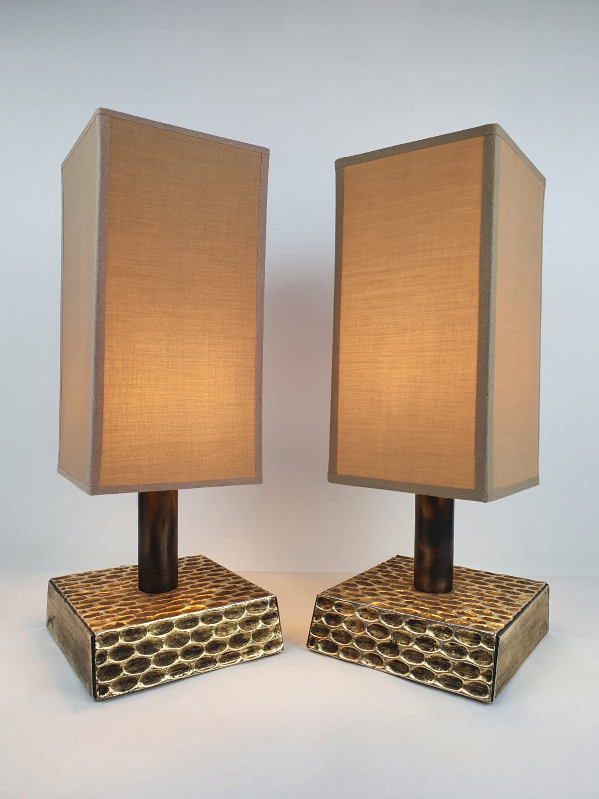 Pair of brutalist lamps