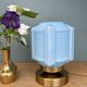 Lampe à poser globe vintage art déco en opaline bleue
