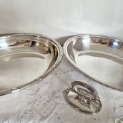 Oval silver-plated metal dishes, Dublin, serving dish, vegetable dish