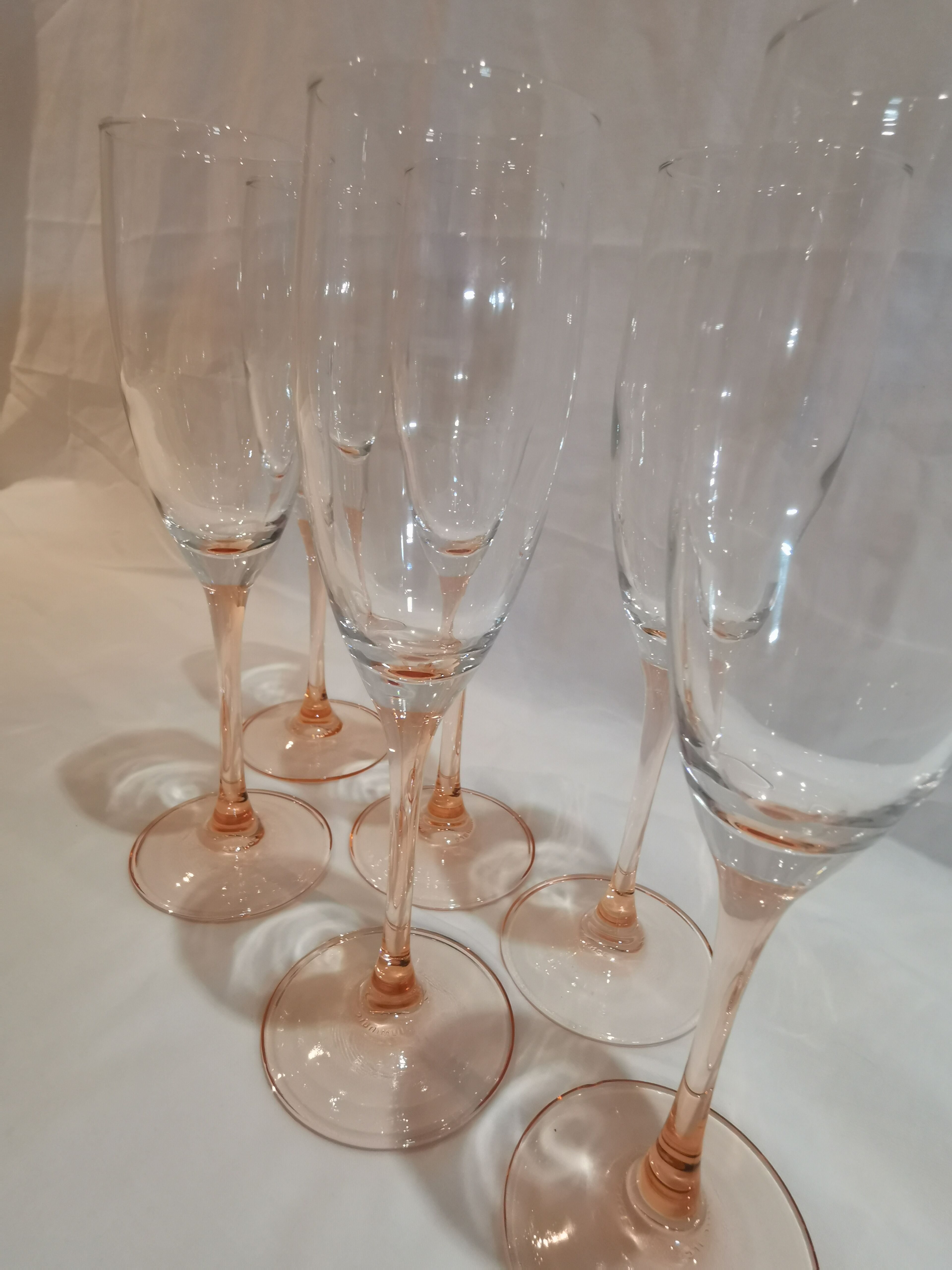 Champagne flutes pink feet LUMINARC year 70