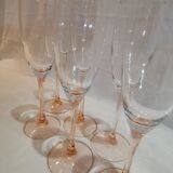 Champagne flutes pink feet LUMINARC year 70