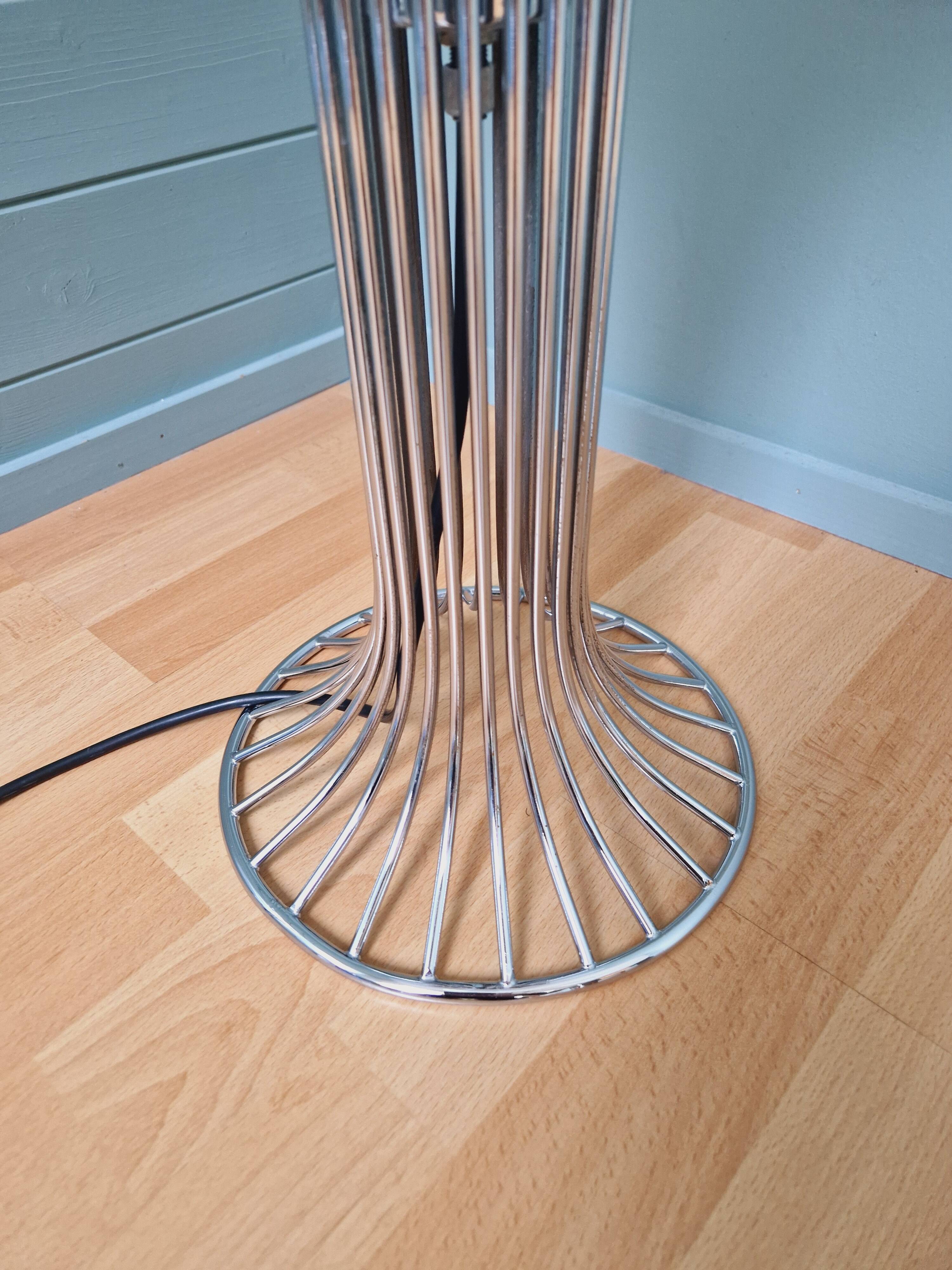 Mazzega floor lamp in chromed metal and milky glass globe, 1960s-70s