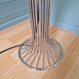 Mazzega floor lamp in chromed metal and milky glass globe, 1960s-70s