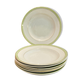 7 plates of the 60s green and white - moulin des loups & orchies france- retro-