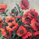 Original Swedish Oil on Canvas – "Red Poppies in a Blue Vase" by C. Horst – Signed – Vintage and Framed – 72 × 62 cm (28.3" × 24.4")