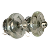 Pair of Mid-Century Wall Sconces in Glass and Chrome