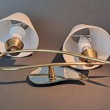 Paire d'appliques en laiton doré et miroir, circa 1960