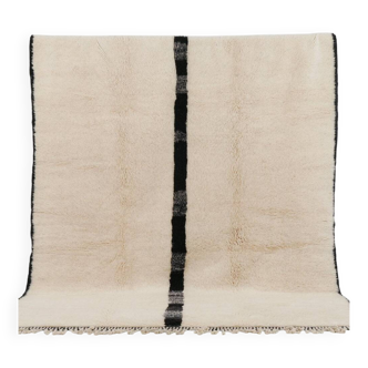 Tapis blanc-noir marocain fait main traditionnelle 250cmx150cm