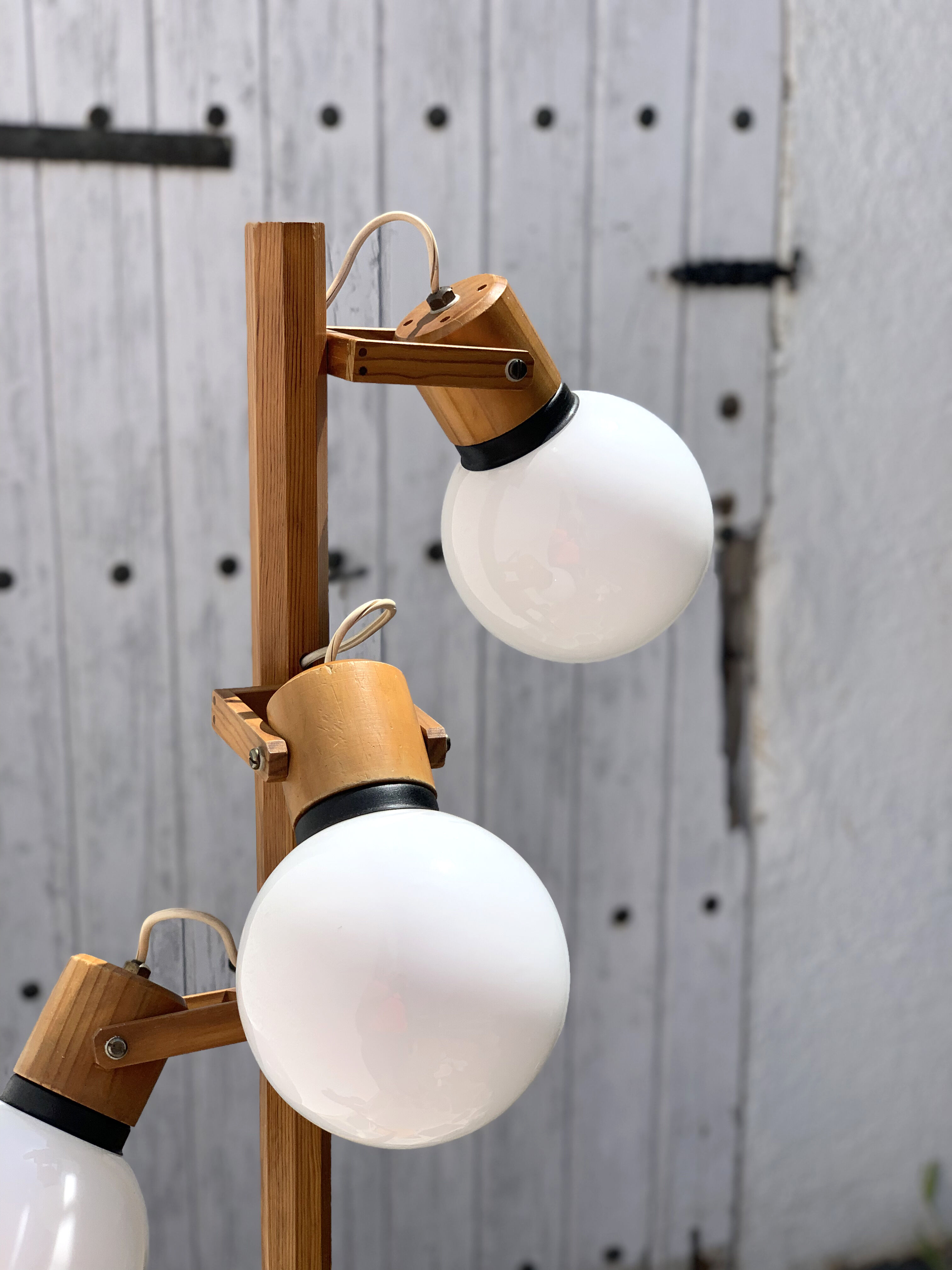 Wooden floor lamp from the 70s