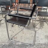 6 Bauhaus armchairs steel and leather / design