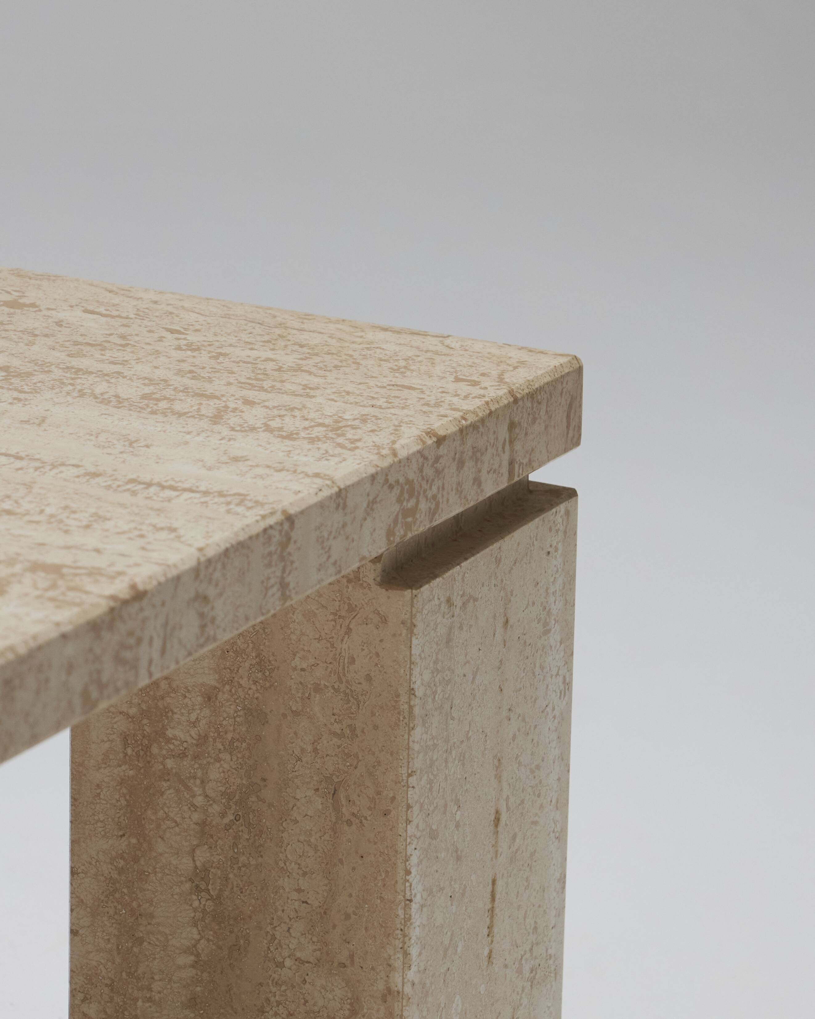 Rectangular travertine coffee table, 1970s