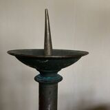Pair of XXXL bastide candlesticks in patinated metal