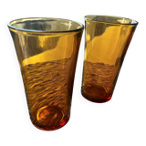 Set of 2 amber Duralex glasses – 12.5 cm (vintage 70s)