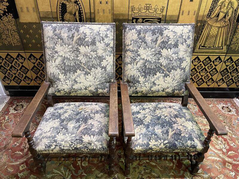Pair of Louis XIII style armchairs