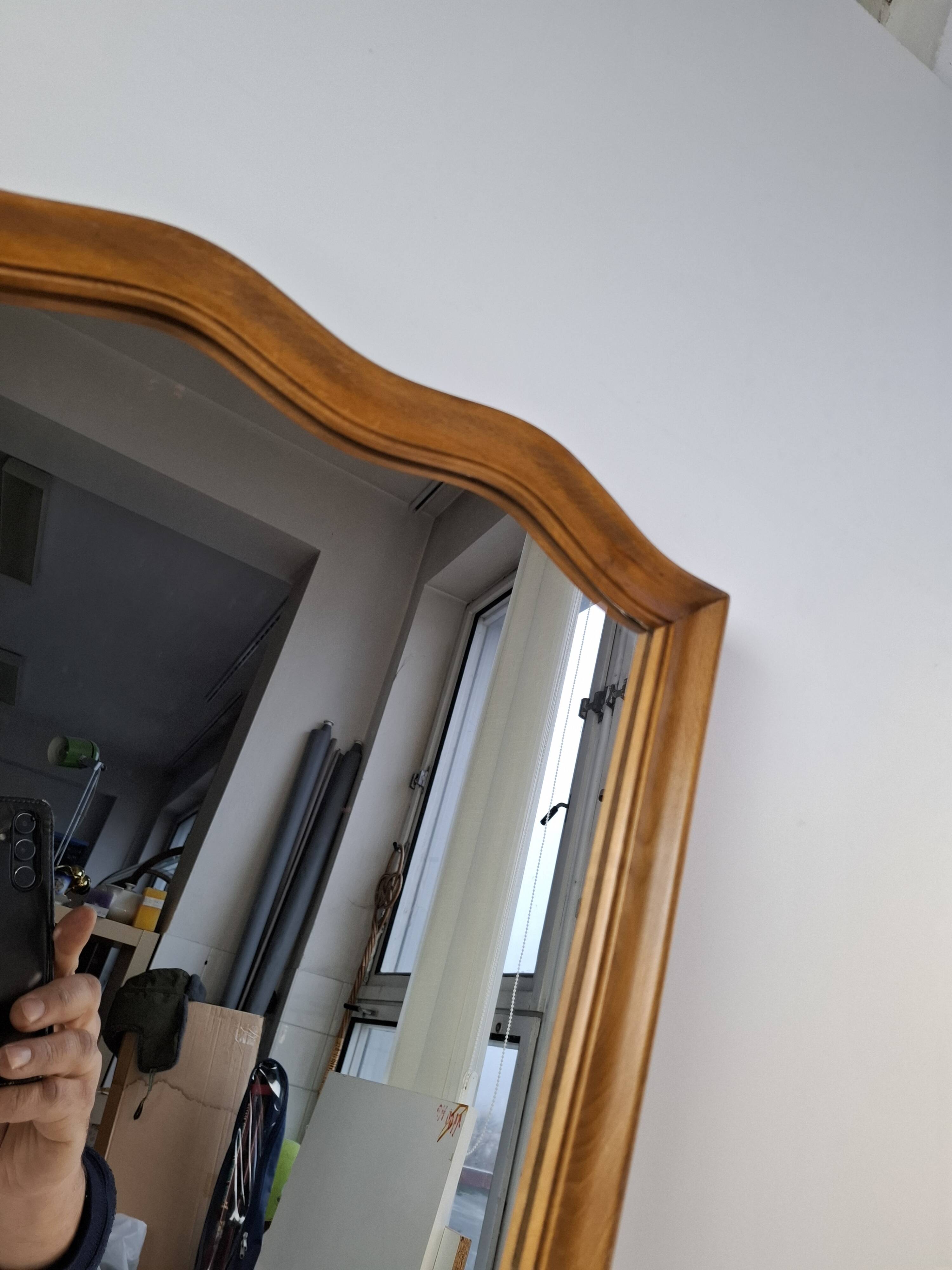 Mid-Century Walnut Mirror from 1960s Czechoslovakia, Organic Curved Frame