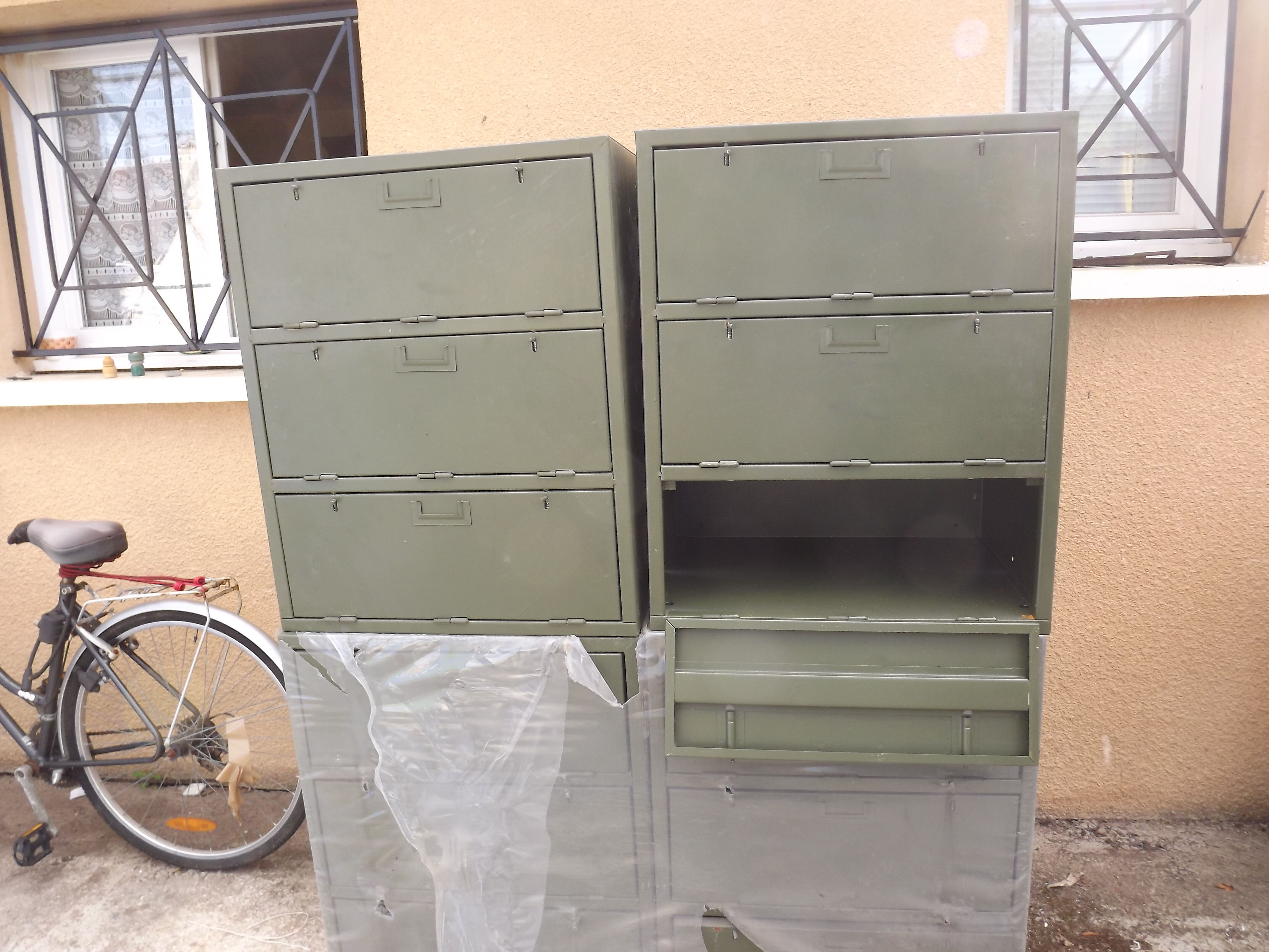 Furniture with an industrial iron locker army