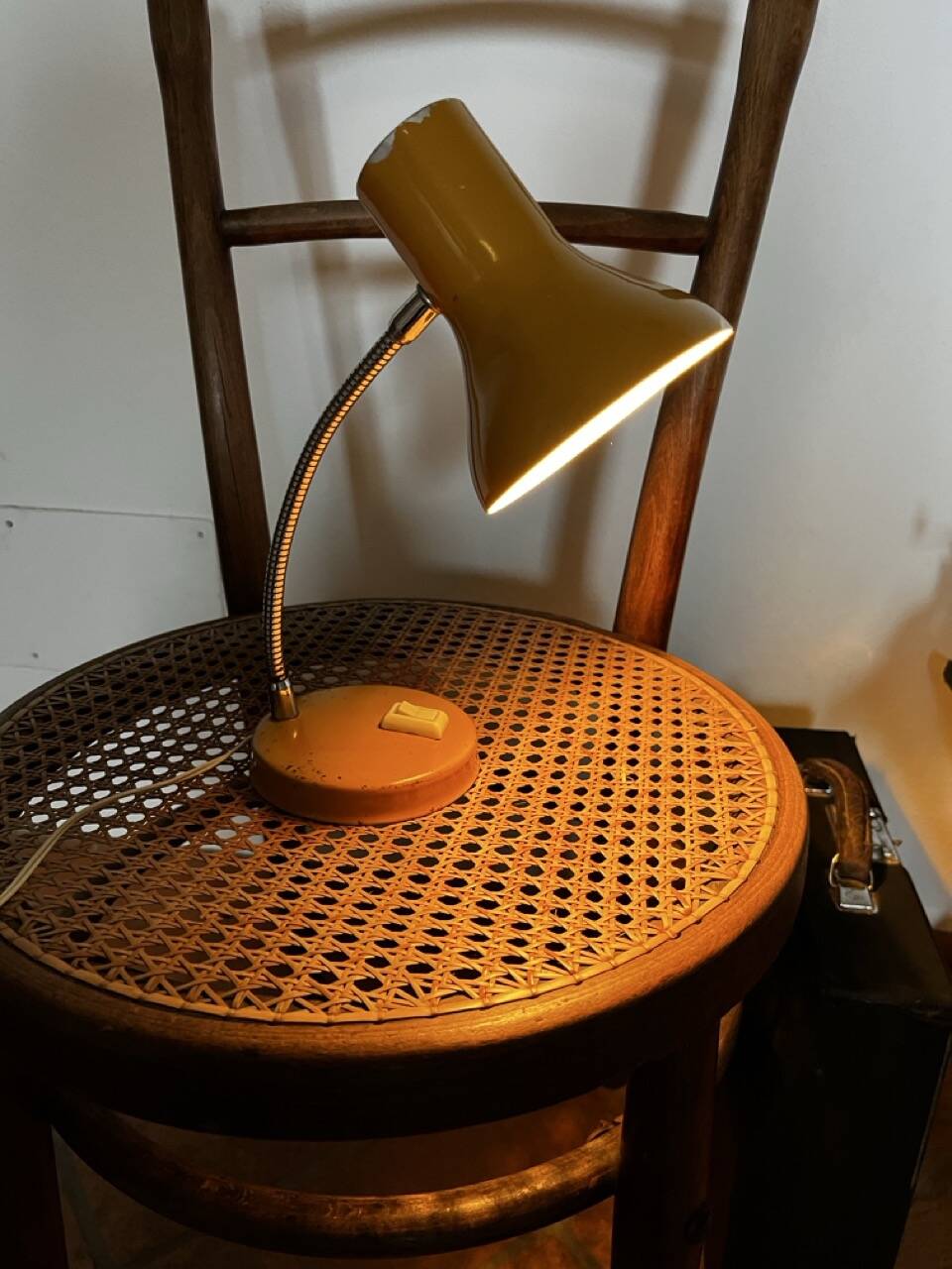 Bedside desk lamp, aluminium, vintage anni '50, italia